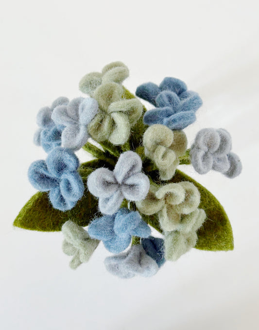 Felted Wool Blue Hydrangea