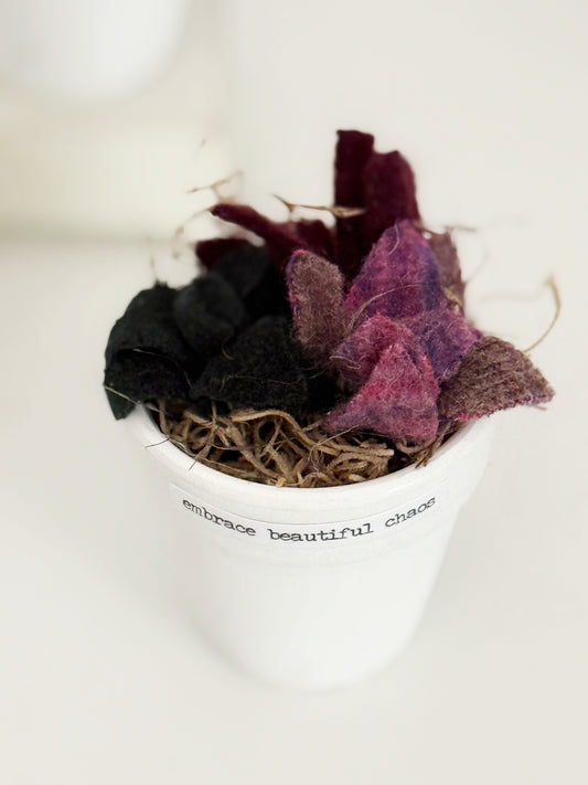 Felted Plant Pot With Felted Flowers