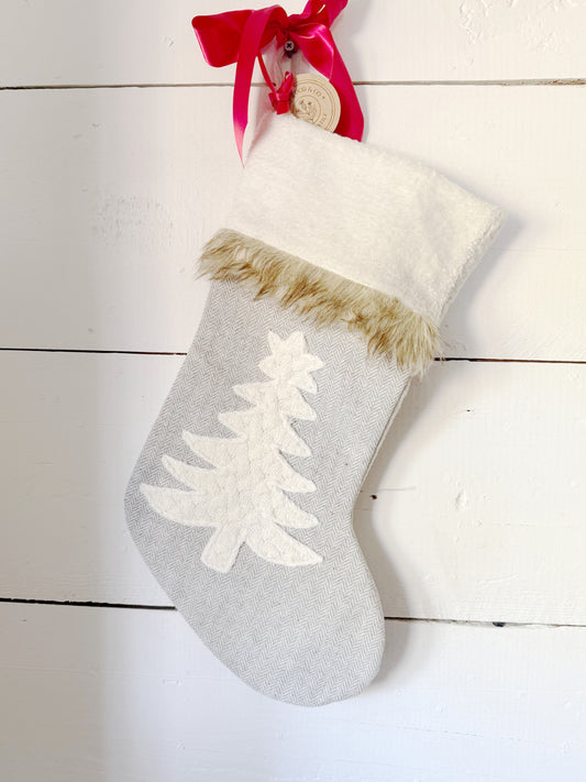 Vintage Fur Trimmed Tree Stocking