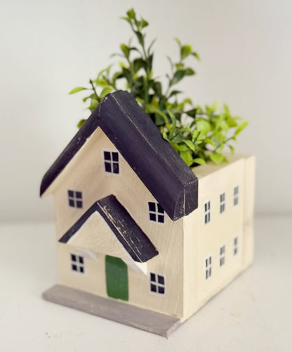 Green Door Wood Mini Planter