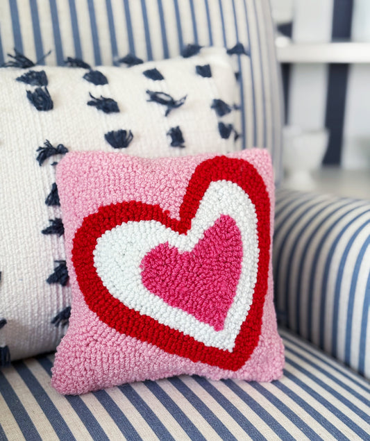 Hooked Double Heart Pillow