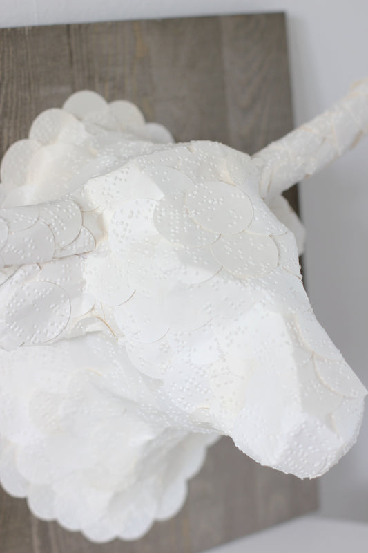 Longhorn Sculpture From Braille Paper