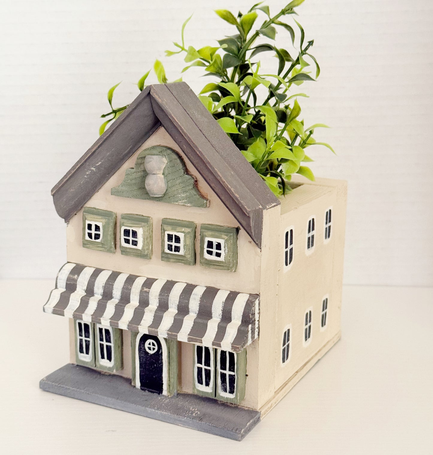 General Store With Awnings Wood Mini Planter