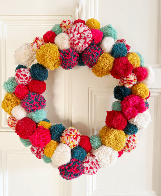 Pom Pom Christmas Wreath