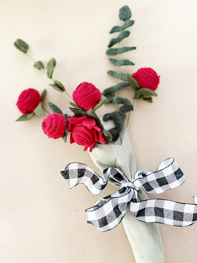 Handmade Rose Bouquet in Wool & Felt