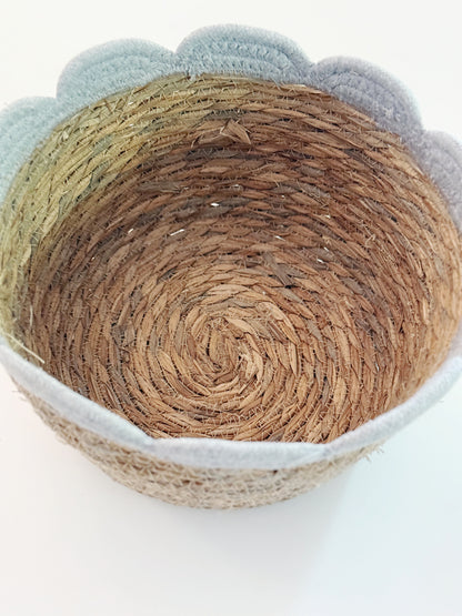 Woven Gray Scalloped Basket