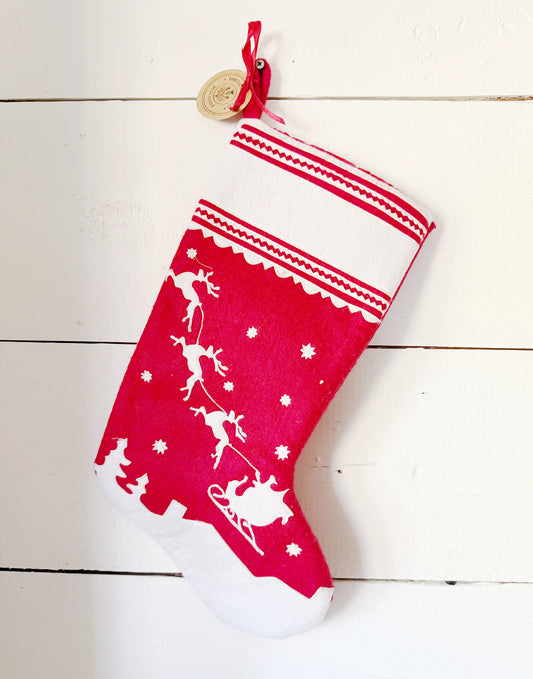 Vintage Red Santa and Sleigh Stocking
