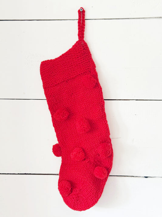 Red Pom Pom Stocking